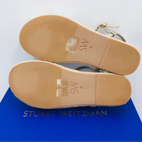 Stuart Weitzman Mykonos Braided Metallic Nappa Espadrille sandals Size US 7.5 B - Picture 8 of 12